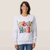 Deck Halls Holiday Patchwork Typografie Weihnachte Sweatshirt (Vorne ganz)