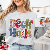 Deck Halls Holiday Patchwork Typografie Weihnachte Sweatshirt