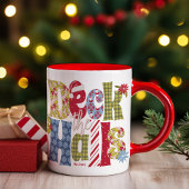 Deck Halls Holiday Patchwork Typografie Weihnachte Tasse