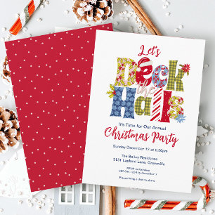 Deck Halls Holiday Patchwork Weihnachts-Party Einladung