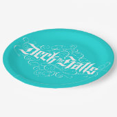 Deck Halls Moderne Weihnachts Aqua Blue Aquamarin Pappteller (Schrägansicht)