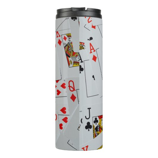 Deck Of Scattered Playing Cards Pattern, Thermosbecher (Rückseite)