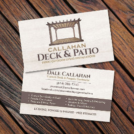 Deck & Patio-Baufirma Rustikales Holz Visitenkarte