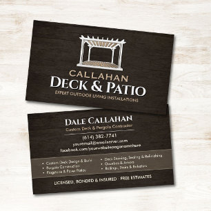 Deck & Patio-Baufirma Rustikales Holz Visitenkarte