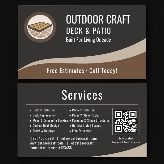 Deck & Patio QR Code Professional Visitenkarte