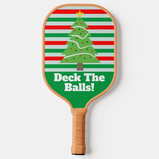 Deck The Balls Funny Christmas Tree Games Pickleball Schläger (Rückseite)