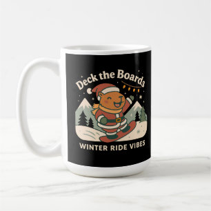 Deck the Boards Süßer Santa-Capybara-Snowboardfahr Kaffeetasse