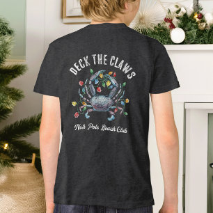 „Deck the Claws“ Blaue Krabbe Weihnachten Tri-Blend Shirt