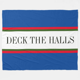 DECK THE HALLS Blue Red Green Streifen Fleecedecke