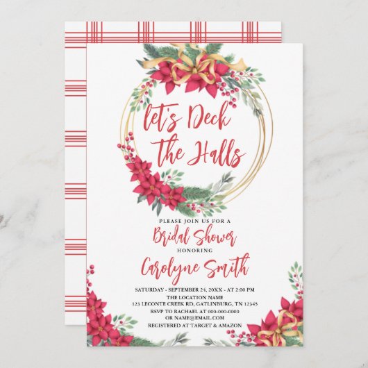 Deck the Halls Christmas Bridal Dusche Einladung (Vorne/Hinten)