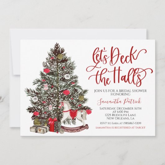 Deck the Halls Christmas Bridal Dusche Einladung (Vorderseite)