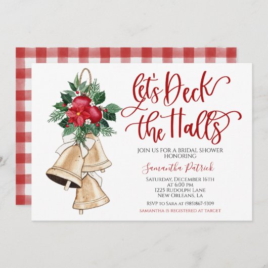 Deck the Halls Christmas Bridal Dusche Einladung (Vorne/Hinten)