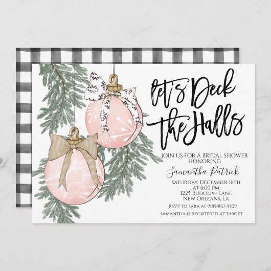 Deck the Halls Christmas Bridal Dusche Einladung (Vorne/Hinten)