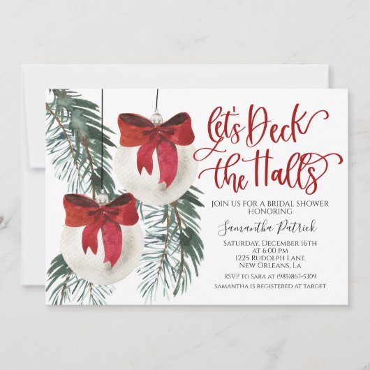 Deck the Halls Christmas Bridal Dusche Einladung (Vorderseite)