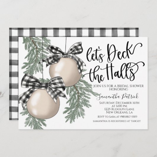 Deck the Halls Christmas Bridal Dusche Einladung (Vorne/Hinten)