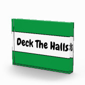 DECK THE HALLS Christmas Green White Stripes Fotoblock (Rechts)