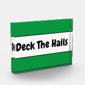 DECK THE HALLS Christmas Green White Stripes Fotoblock (Links)