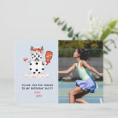 Deck the Halls Christmas Pickleball Kindergeburtst Dankeskarte (Stehend Vorderseite)