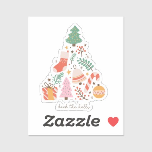 Deck the Halls Christmas Tree Aufkleber (Blatt)