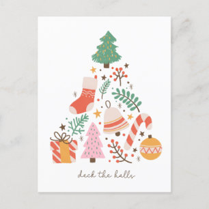 Deck the Halls Christmas Tree Feiertagspostkarte