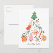 Deck the Halls Christmas Tree Feiertagspostkarte (Vorne/Hinten)