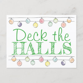 Deck the Halls Christmas Watercolor Ornaments Feiertagspostkarte