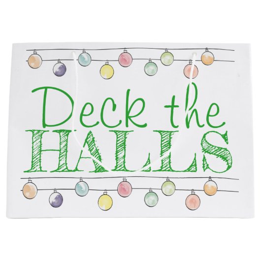 Deck the Halls Christmas Watercolor Ornaments Große Geschenktüte (Vorderseite)