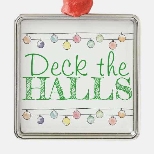 Deck the Halls Christmas Watercolor Ornaments Ornament Aus Metall (Vorne)