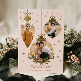 Deck The Halls Elegant Hanging Foto Ornamente Folien Feiertagskarte