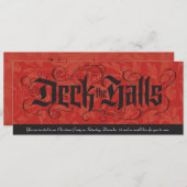Deck the Halls Elegant Red Black Christmas Einladung (Vorne/Hinten)