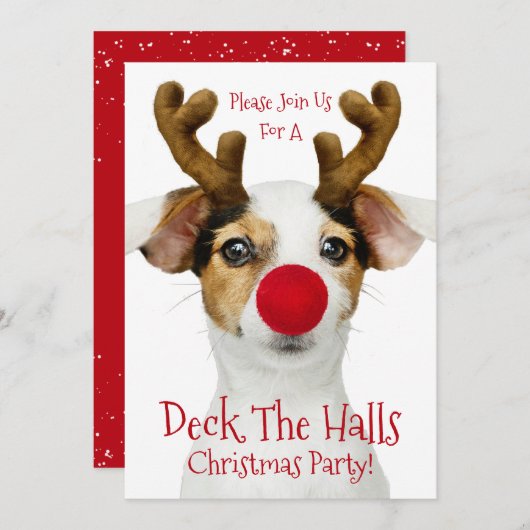Deck The Halls - Funny Dog - Christmas Party - Einladung (Vorne/Hinten)