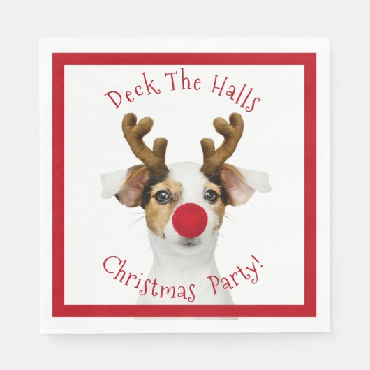 Deck The Halls - Funny Dog - Christmas Party - Serviette (Vorderseite)