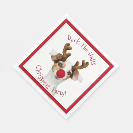 Deck The Halls - Funny Dog - Christmas Party - Serviette (Ecke)