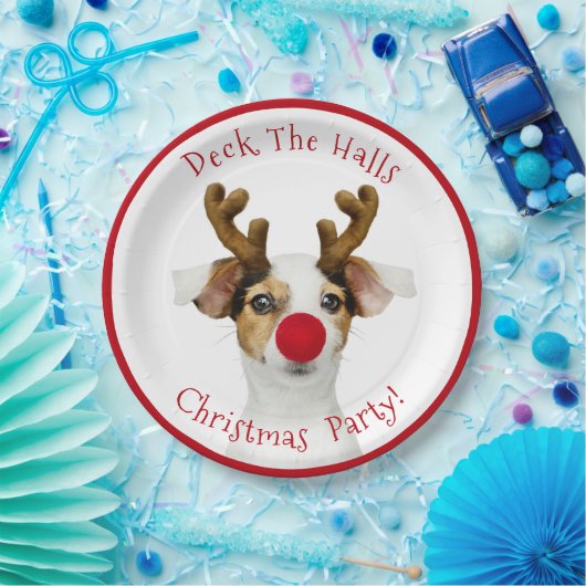 Deck the halls, Funny Dog, Weihnachts-Party Pappteller (Party)