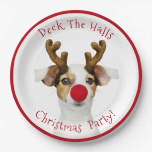 Deck the halls, Funny Dog, Weihnachts-Party Pappteller