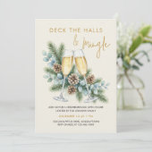 Deck the Halls Mingle Champagner Feierparty Einladung (Stehend Vorderseite)
