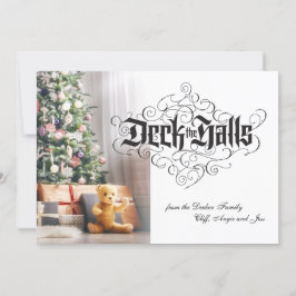 Deck the Halls Modern Black Christmas Letters Feiertagskarte