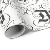 Deck the Halls Modern Black Christmas Letters Geschenkpapier (Rolleneckpunkt)