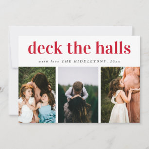 Deck the Halls Rotes Drehbuch Drei Foto Urlaub Feiertagskarte
