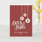 "Deck the Halls" Rotes Weihnachtsfest Karte (Gelbe Blume)