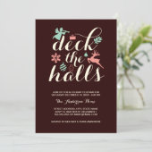 Deck The Halls Weihnachtsfeiertag Einladung (Stehend Vorderseite)
