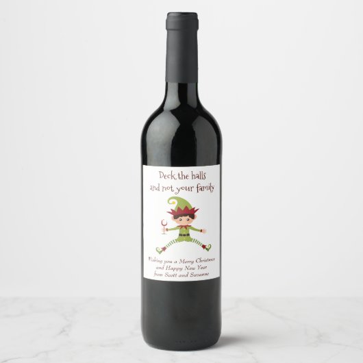 Deck the Halls Wine Funny Wine Label Weinetikett (Vorderseite)