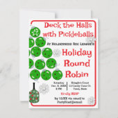 Deck the Halls with Pickleballs Christmas Party Einladung (Vorderseite)