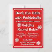 Deck the Halls with Pickleballs Christmas Party Einladung (Rückseite)