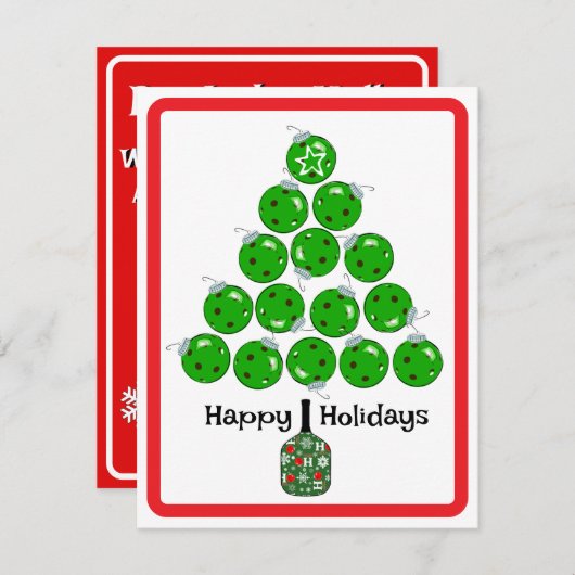 Deck the Halls with Pickleballs Christmas Party Einladung (Vorne/Hinten)