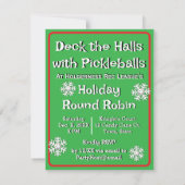Deck the Halls with Pickleballs Christmas Party Einladung (Rückseite)