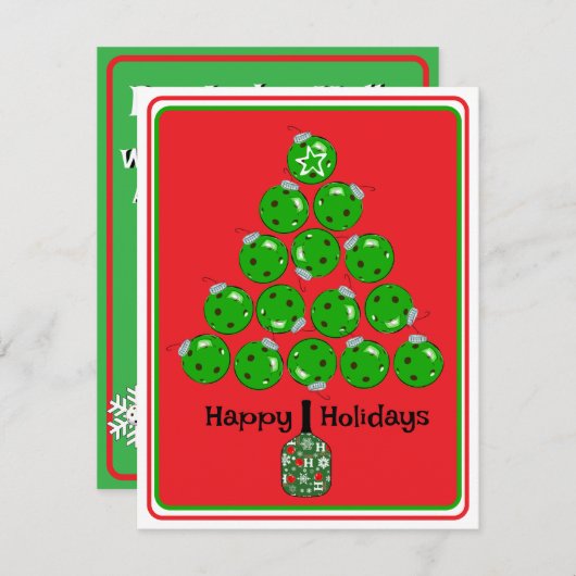 Deck the Halls with Pickleballs Christmas Party Einladung (Vorne/Hinten)