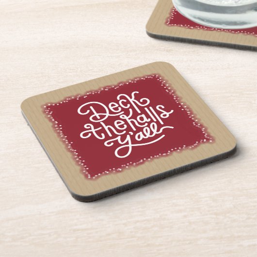 Deck the Halls Y'all Getränkeuntersetzer (Linke Seite)