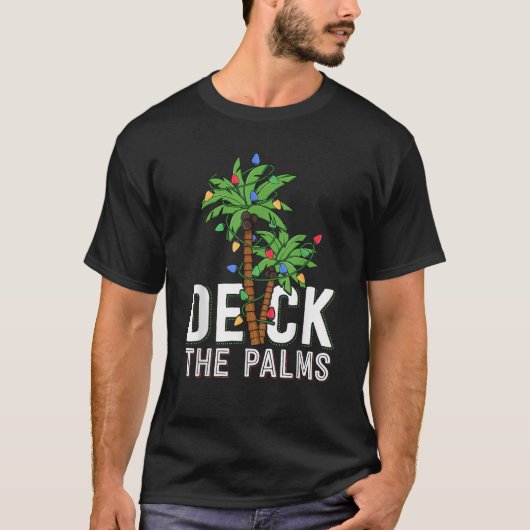 Deck the Palm Tree Lights Tropical Hawaii Family C T-Shirt (Vorderseite)