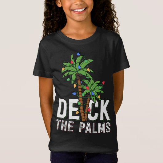 Deck the Palm Tree Lights Tropical Hawaii Family C T-Shirt (Vorderseite)